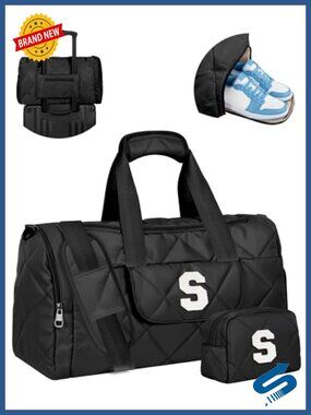 Initial Travel Duffel Bag Letter S Weekender Carry On Nylon